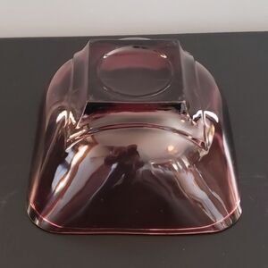 Vintage MCM Moroccan Amethyst square glass bowlin Colony Pattern